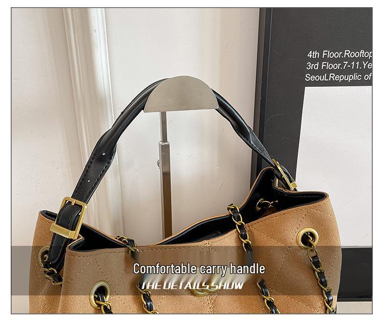 Damen Retro Farbblock Tragetasche mit Kette - Vielseitiger Schulter- & Umhängetaschen-Stil für den täglichen Gebrauch