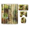 Landscape Shower Curtain Floor Mat Combination Four-Piece Set Bathroom Toilet Carpet Shower Room Mat Foot Mat