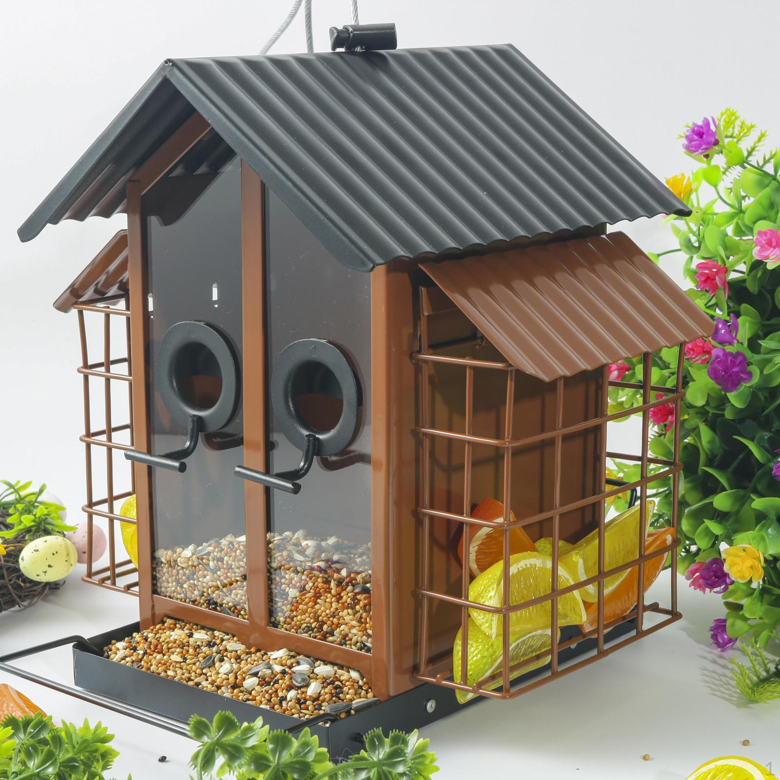 

Годівниці для птахів для вулиці Годівниця Будиночок Велика місткість Декорація Будиночок для птахів Годівниця для птахів Двір коричневий