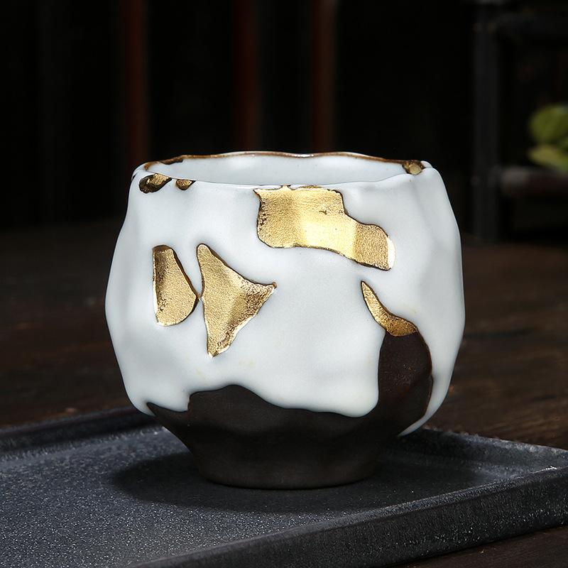 Wabi-sabi Tea Cup Handmade Japanese Retro Coarse Pottery Coffee Cup Cross-border Ceramic Tea Cup Household Water Cup Zen