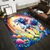 Bunter Einhorn-Teppich mit Blumen und Schmetterlingen für die Heimdekoration Geeignet für den Einsatz als Anti-Rutsch-Matte für Wohnzimmer, Schlafzimmer, Sofas