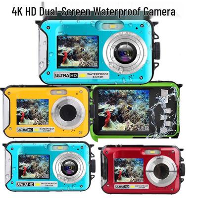 4K Çift Ekranlı Su Geçirmez Dalış Kamerası 48MP 16X Yakınlaştırma El Fenerli Video Kamera HD368A