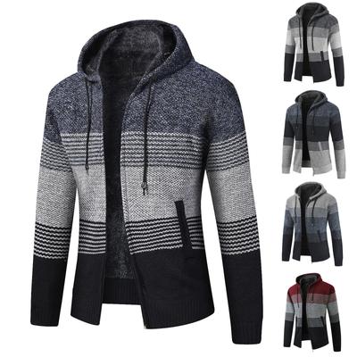 And Winter Men's Fashion Loose Cardigan Warm Lapel Hooded Jacket Sweater