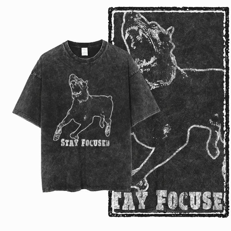 Doberman Graphic T Shirt Vintage Washed Streetwear Tee for Dog Lovers 100% cotton T shirt for men