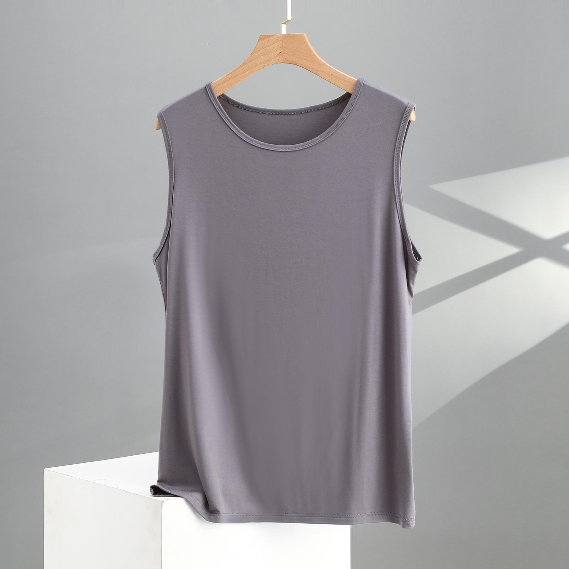 Herren Schnelltrocknendes Modal Eis-Seide Ärmelloses Tanktop für Sommer-Fitness 3XL (88-100kg) gray