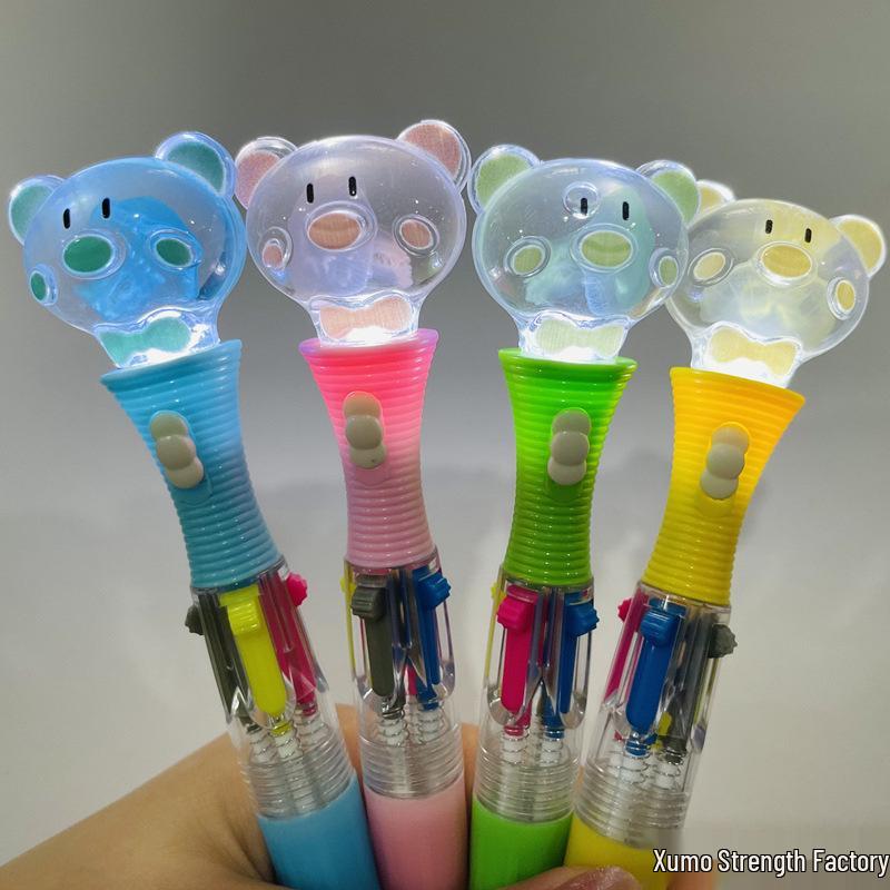 Luminous Jellyfish Light-Up Pen with Real Specimen - Cute Student Stationery Featuring Piggy and Bear Designs