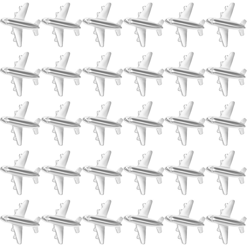 30pcs Silver Airplane Pushpins Metal Thumb Tacks For Board Cork Board Pins Office Binding Supplies Map Markers Creative