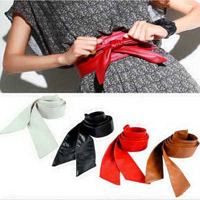 Trendy Unisex Overlength 1PC Bowknot Accessories Drop Shipping Wide Belts High Quality 10Colors Leather
