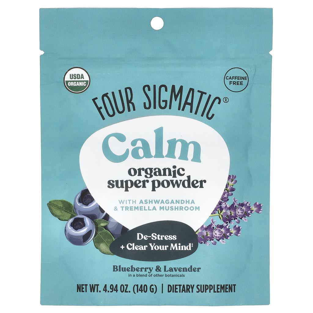 Four Sigmatic Chill Super Powder, with Magnesium and Soothing Herbs, Blueberry Lavender, 4.94 Oz (140 G)