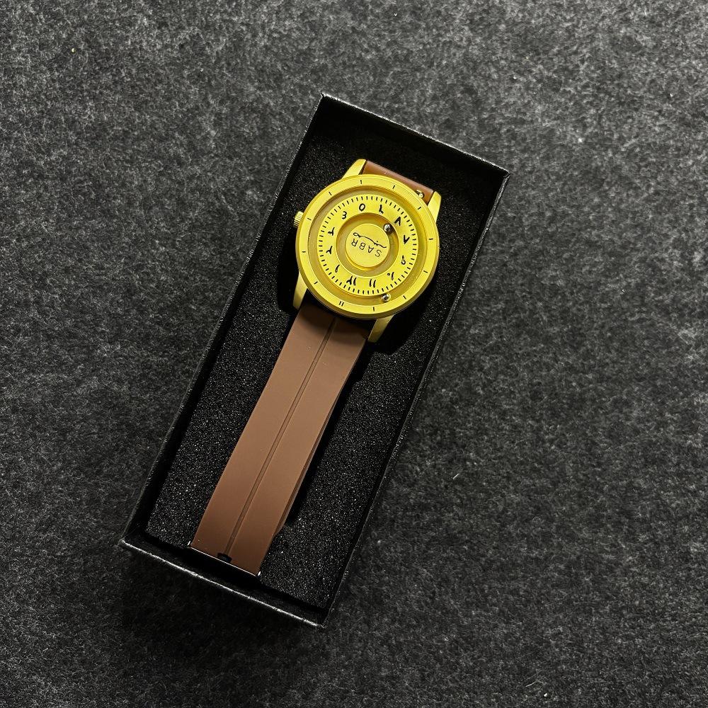 S Abr Arabic Digital Magnetic Bead Pointer with Scale Personalized Mirrorless Magnetic Buckle Strap Quartz Watch