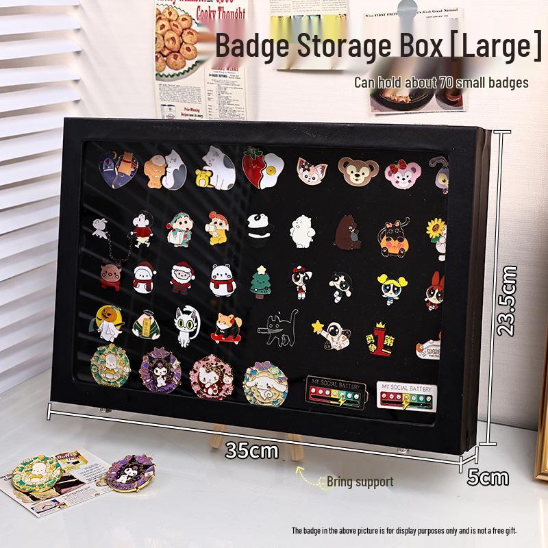 Commemorative Medal Display Box with Ribbon and Badge Dustproof Stand