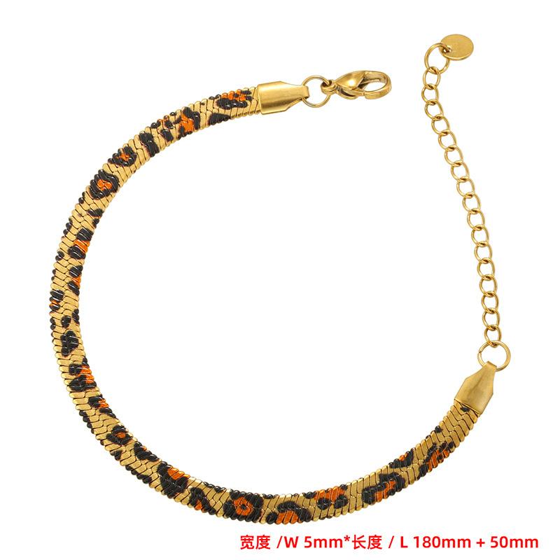 5Mm Stainless Steel Snake Blade Chain Bracelet Necklace Personalized Hip Hop Leopard Print Jewelry Set Vl588-589