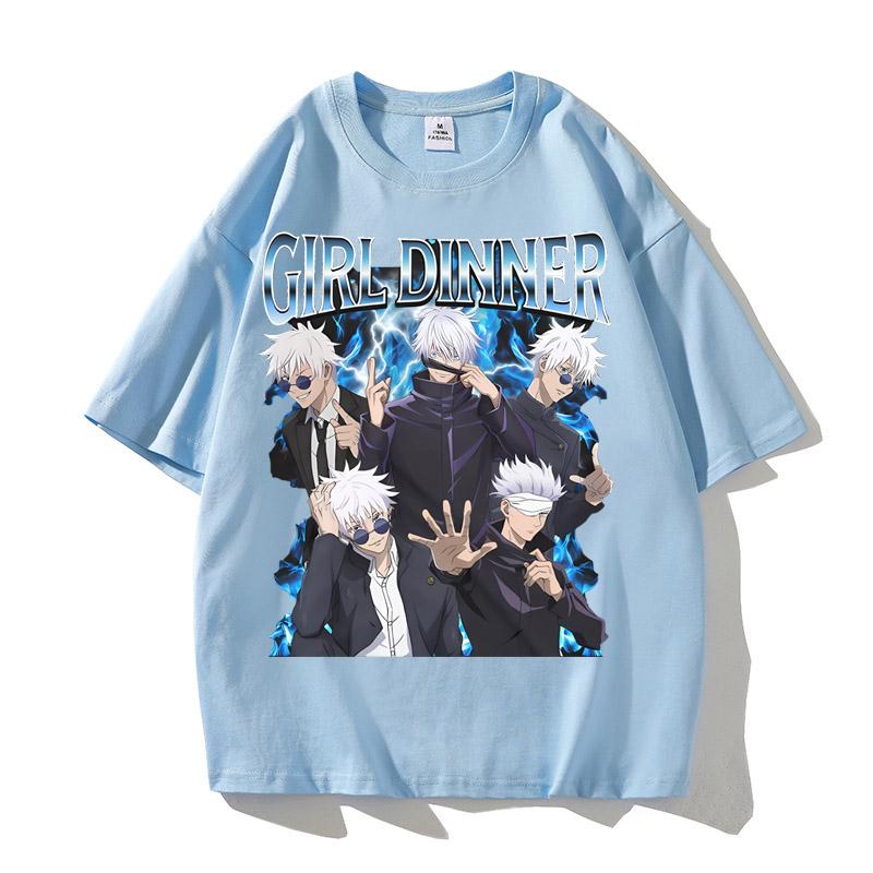 Satoru Gojo Jujutsu Kaisen T-Shirt Vintage Streetwear Japanese Anime Short Sleeve Men Clothing High Quality Cotton T Shirt