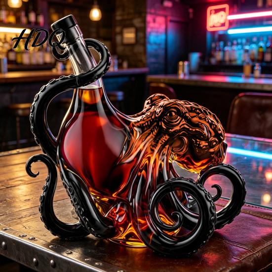 Sea Creature Wine Decanter 3D Octopus Whiskey Decanter Nautical Art Collectible Bottle 350ml Glass Decorative Spirits Bottle Liquor Home Bar
