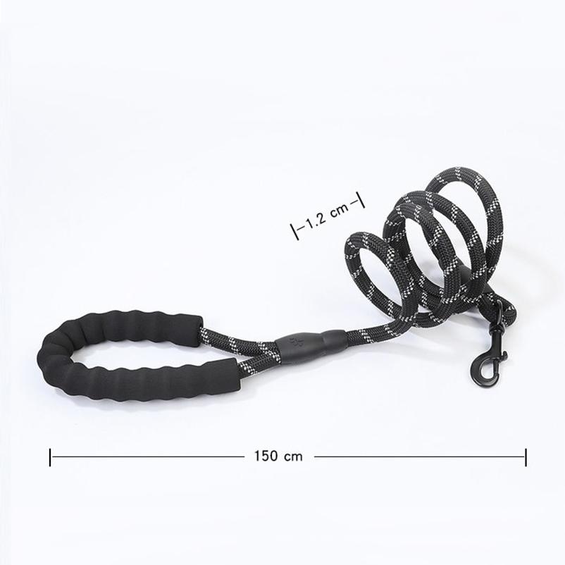 Pet supplies pvc reflective nylon round dog leash for medium and large dogs pet traction rope