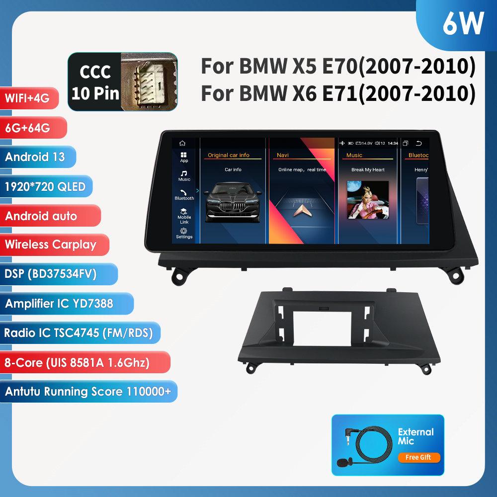 OSSURET 10,25 Zoll Carplay Android 13 Autoradio für BMW X5 E70 X6 E71 CCC CIC Auto intelligente Systeme Radio GPS Navi Stereo DSP Bluetooth SWC Head Unit