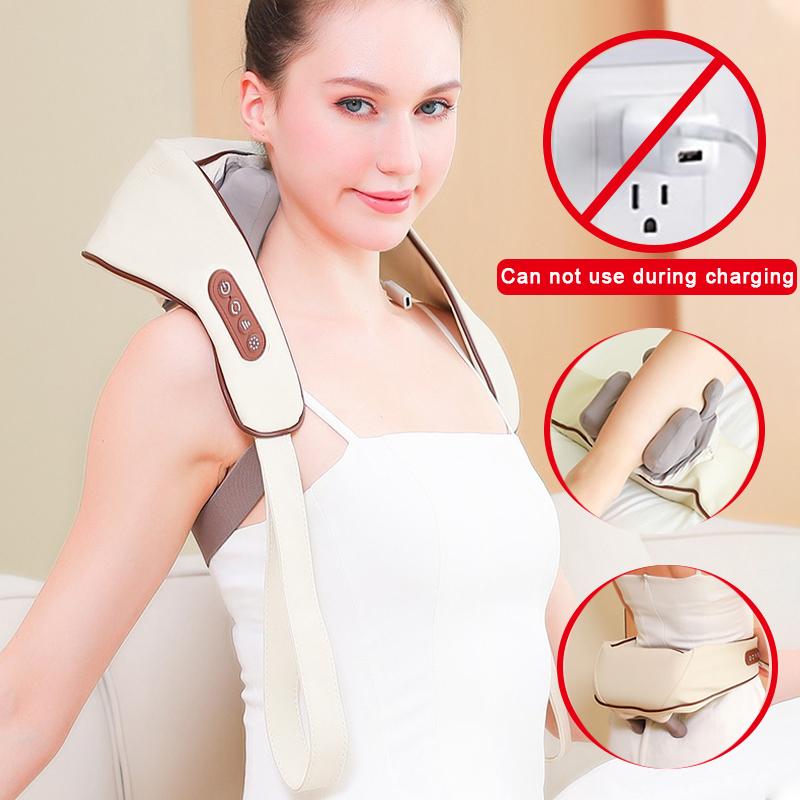 Neck and Shoulder Massage Shawl Heating Kneading 6D Massage Head Deep Massage and Muscle Relaxation Adjustable Wearable Massager