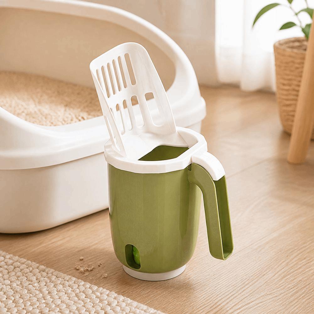 New Plastic Cat Litter Scoop with Bag Storage Slotted Scoop Litter Scoop Bin Pet Waste Collector for Litter Box Cleaning