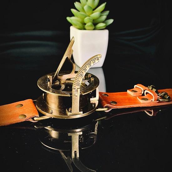 Handgefertigte nautische Handgelenk-Kompass-Sonnenuhr, Uhr im Vintage-Stil, Kompass im antiken Stil, Geschenk für Ehemann, Sammlerstück, nautische Geschenke