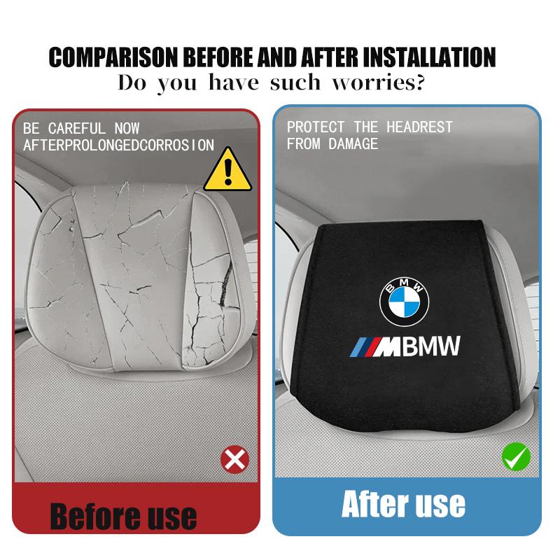 FA4Car Logo Seat Headrest Cover Suede Perforated Pillowcase Pad For BMW M Sport M2 M3 M4 M5 M6 E46 E90 E60 F10 F20 E87 X3 X6