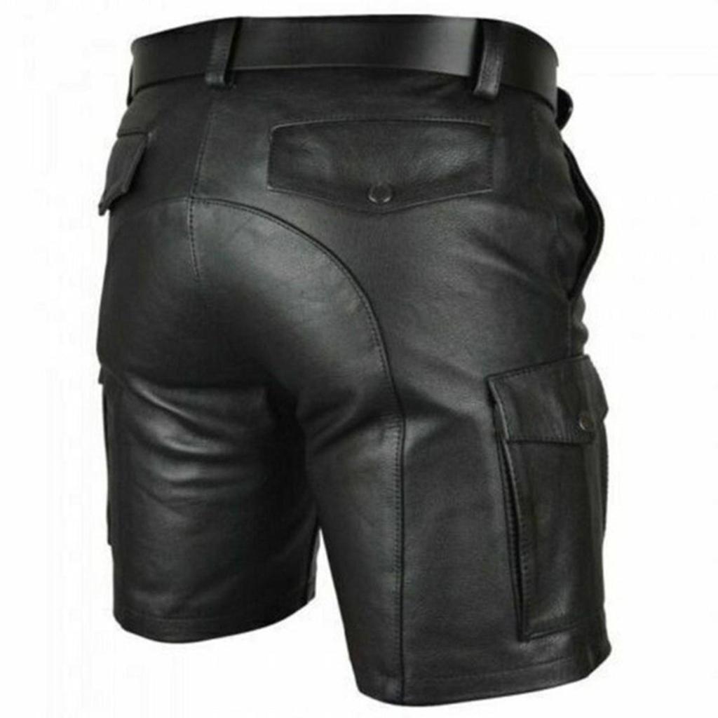 Pantalones cortos de cuero estilo gótico para hombre