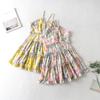 Women Floral Printing Boho Beach Dress Sling Straps Backless Ruffle Sundress V Neck High Waist Sexy Mini Vestidos Holiday Female