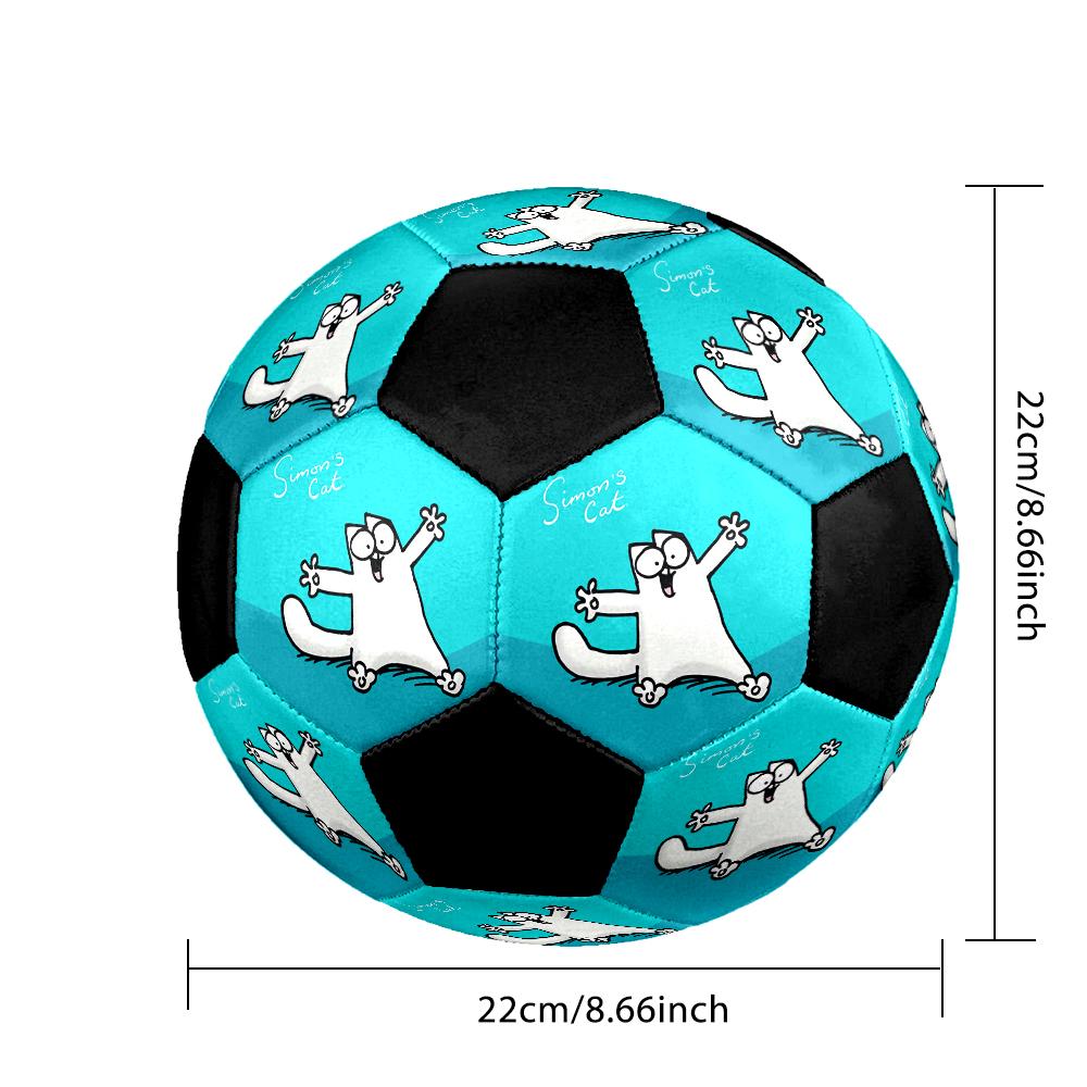 Simon's Cat Cute Cartoon Indoor Soccer Ball Colorful Machine Stitched PVC Size 5 Team Training Competition Ready Durable High-Bounce Cool Sports Gift