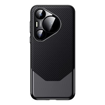 Suitable for Huawei Pura70ultra Mobile Phone Case Carbon Fiber Texture 70pro + All-inclusive P70 Business Men's Set