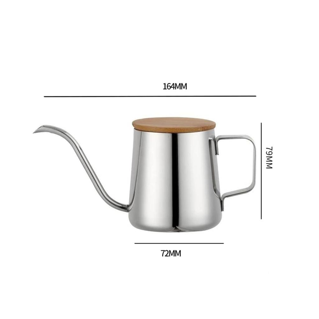 Stainless Steel Narrow Mouth Coffee Pot - Drip Pot for Commercial Use, Small Size, and Home Use (250ml Silver)