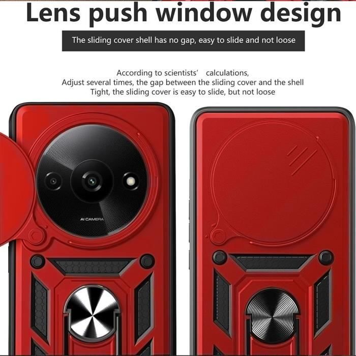Fodral - E.F.CONNECTION - För Xiaomi Redmi A3 - Stöttåligt Pansar - Roterbart Ringfäste - 2 Härdade Glas