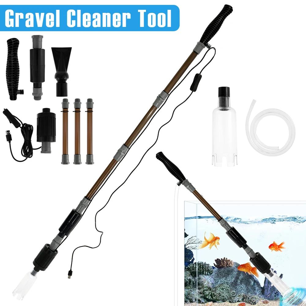6 In 1 Aquarium Gravel Cleaner Tool Strong Suction Electric Fish Tank Vacuum Automatic Water Changer Wash Sand Water Changing