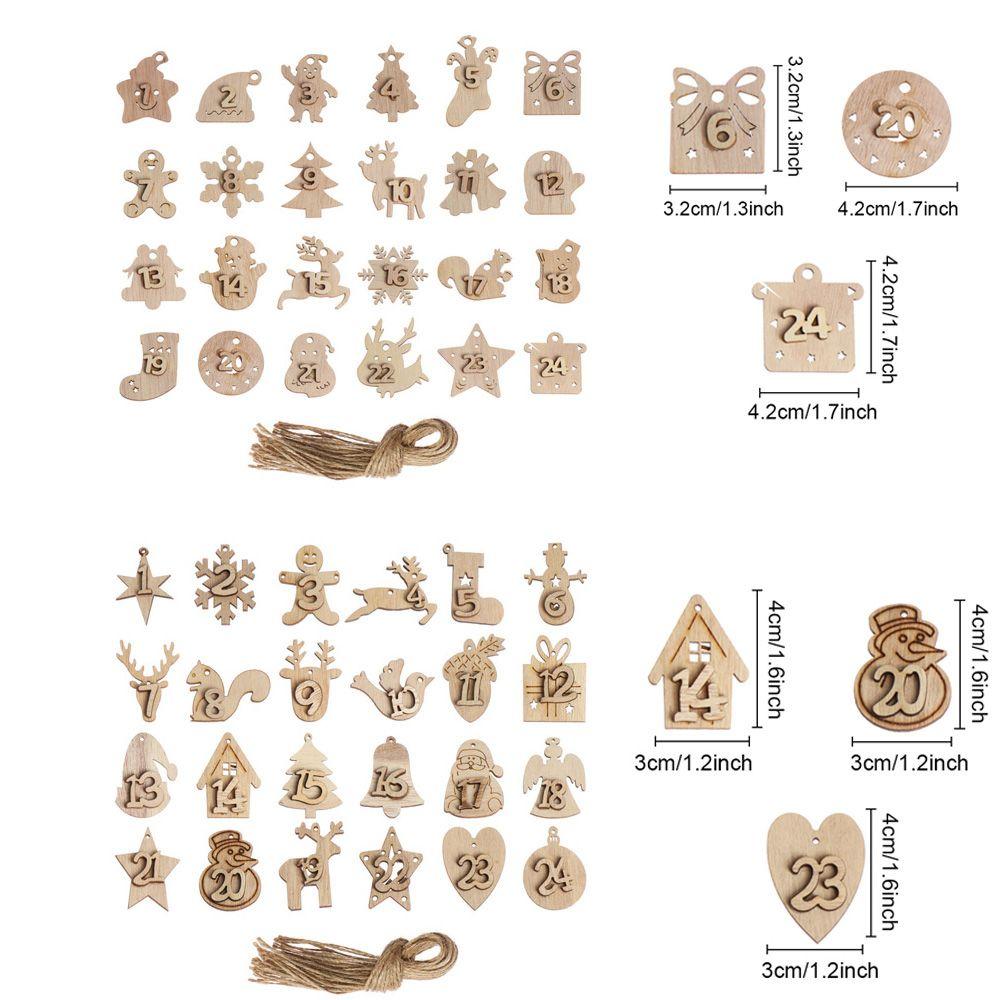 Decor Clips Ornament Wooden Pendant Christmas Advent Calendar Countdown Hanging Tags Number Label