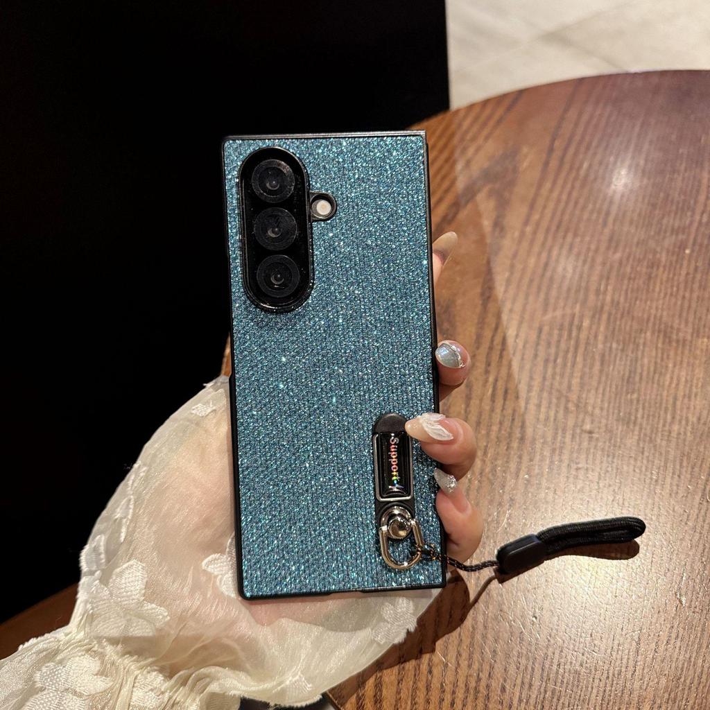 Funda con cordón de cuero brillante para Z Flip7: A Prueba de Caídas, Moderno y Protector