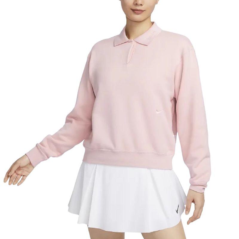 

Nike Polo Neck Knitted Comfortable Breathable Casual Long Sleeve Sweatshirt Women sweatshirt Pink FZ4338-618 M