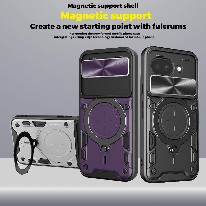 For Google Pixel 10a Case Heavy Duty Shockproof Armor Magnetic Ring Holder Slide Lens Protection Cover for Google Pixel10 A 10A
