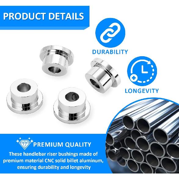 Wsays CNC Handlebar Riser Bushings Solid Billet Aluminum Compatible with Harley Sportster XL 1984-2022, Fit Softail FXR 1984-2017 Fit Dyna FXDL/I