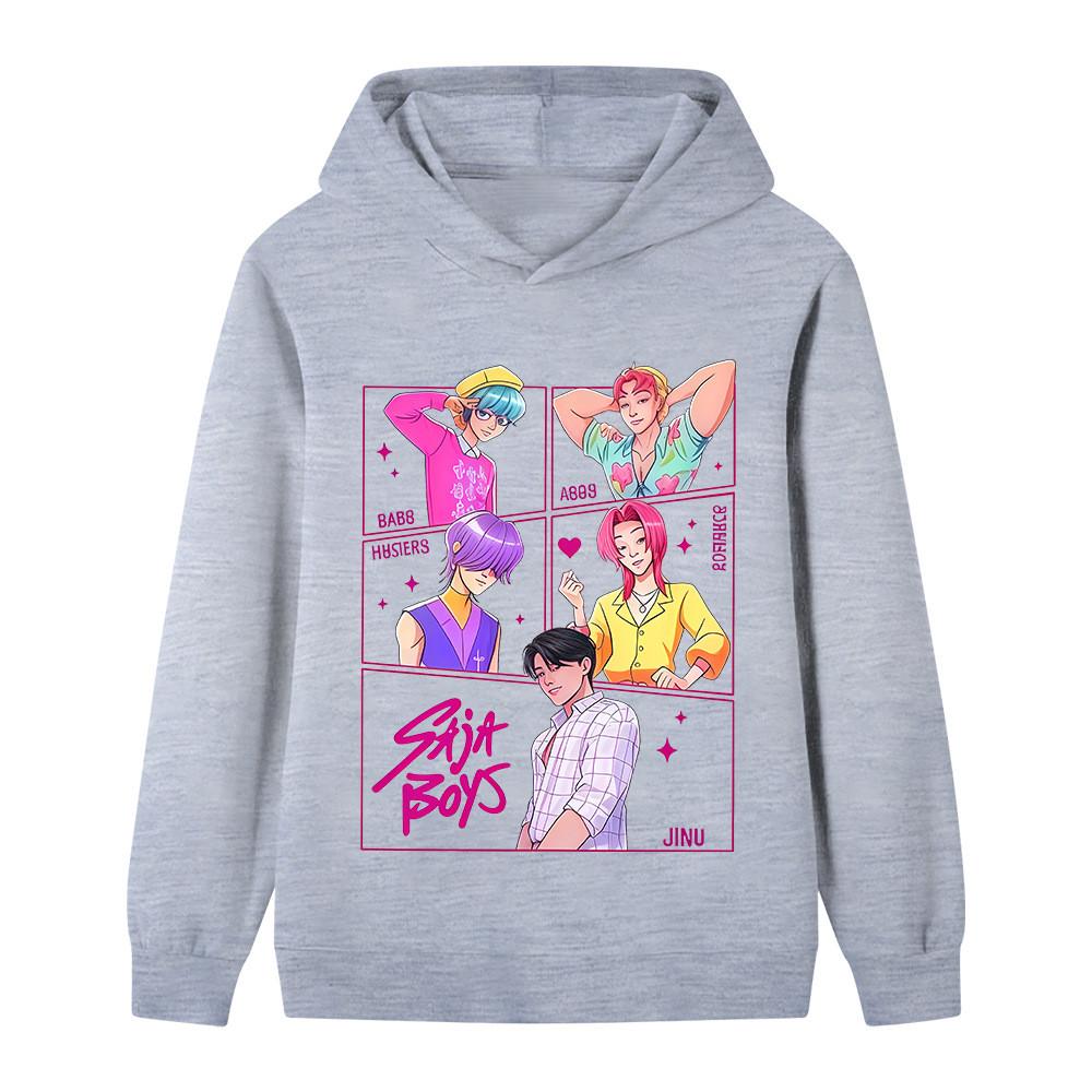 B1217 Kids Boys Girls Sajaboys Kpop Rumi Zoey Mira Print Long Sleeves Hoodie