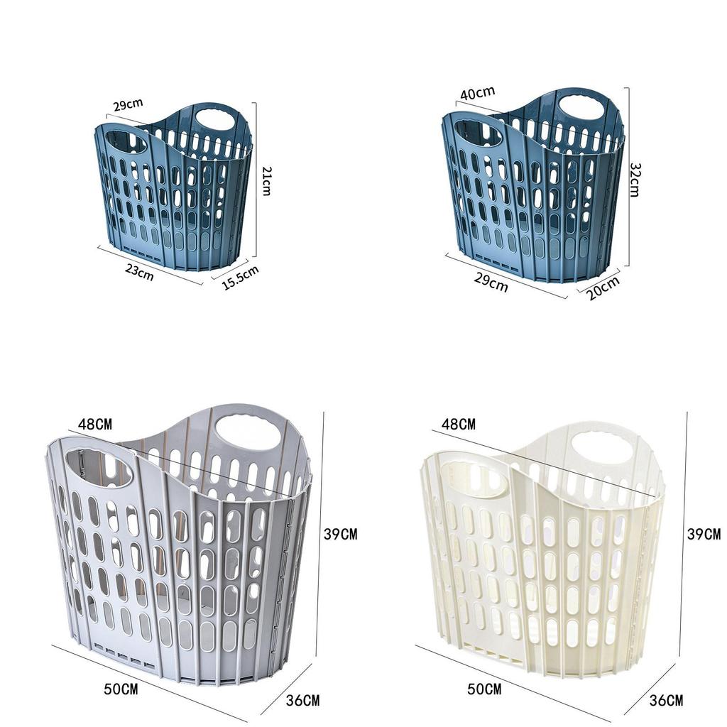 Plastic Collapsible Laundry Basket With Handle For Home Bathroom Storage And Wall Mounting