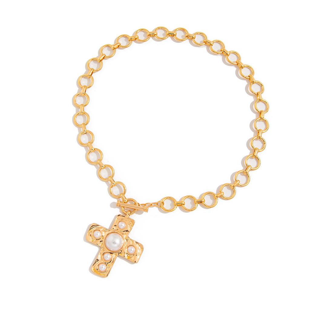 Stylowy Naszyjnik z Krzyżem Regulowana Długość Łańcuszek do Obojczyka Akcesoria Ręcznie robiona Biżuteria Statement na Imprezę