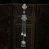 Retro Chinese Plum Blossom Fan Brooch with Tassel Pendant