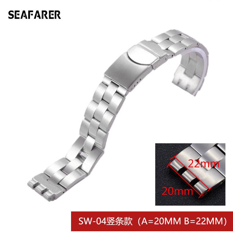 Watchband 23*26mm Sliver Metal Stainless Steel Butterfly Clasp Strap for Swatch YOS440 441 439 Watch Band