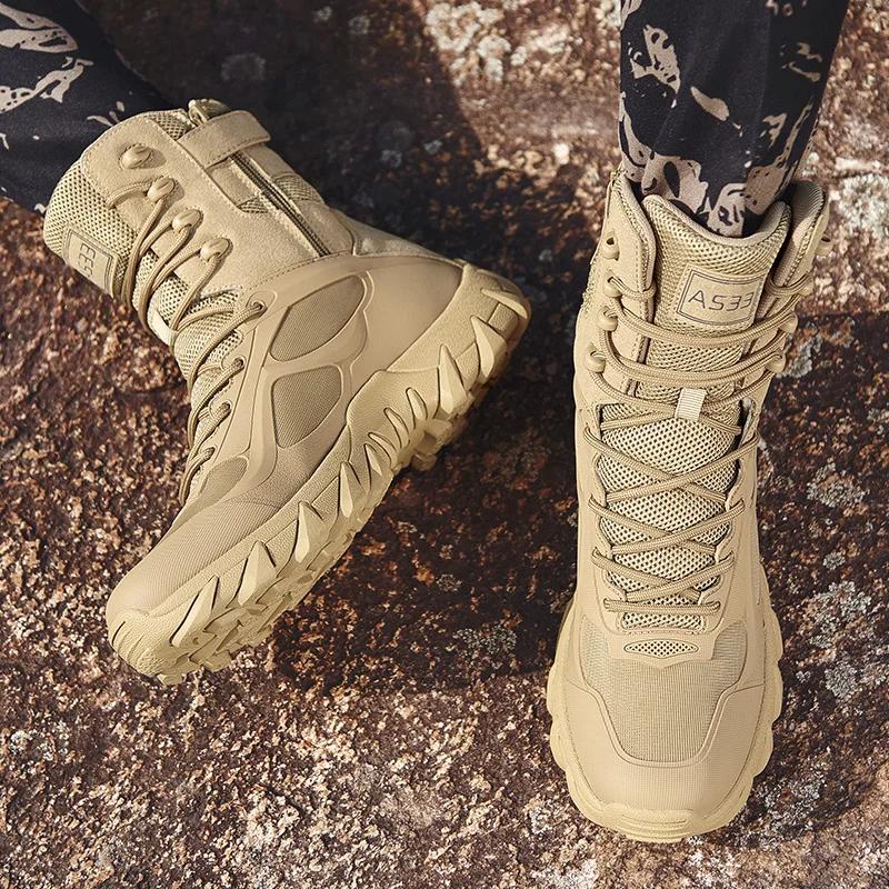 Fashion Winter Ankle Boots for Men Desert Hiking Men's Boots Outdoor Platform Original Trekking Shoes Waterproof Non-slip Masculino Bota