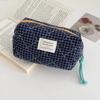 Quilted Plaid Girls Cosmetic Bags Retro Ladies Clutch Pencil Case Coin Purse Portable Travel Female Toiletry Storage Bag Handbag