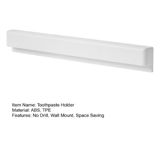 Wall Mount Long Toothpaste Holder Modern No Drill Adhesive Space Saving Heavy Duty Multi-functional Bathroom Cleanser Clip Storage Organizer Rack