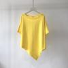 Solid Color Irregular Hem Cotton T-Shirt - Women's Loose Short Sleeve Round Neck Summer Top