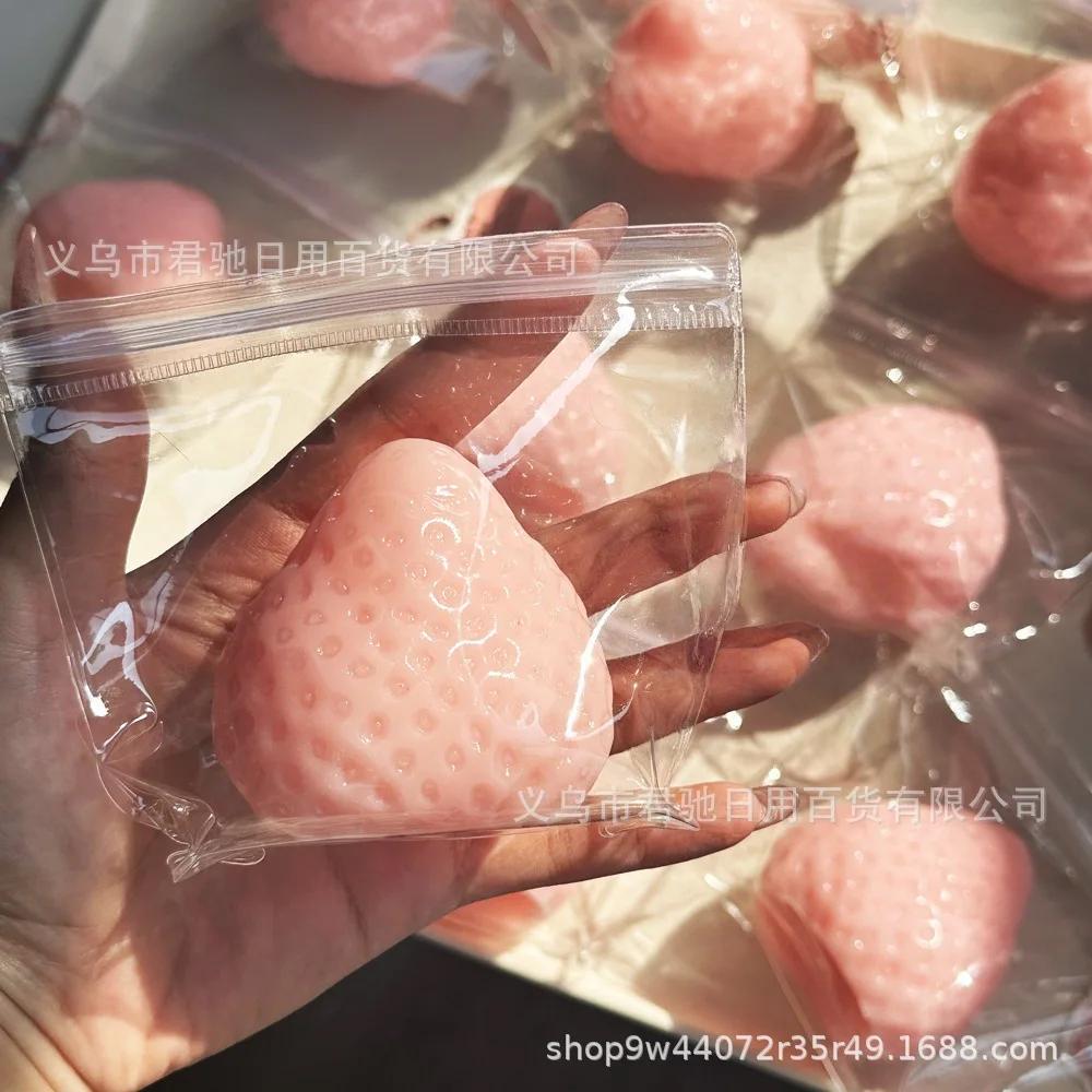 1Pcs Strawberry Squishy Toy, Super Soft Silicone Feel Stress Ball, SlowReboundDecompressionSensoryFidget Gift for Anxiety Relief