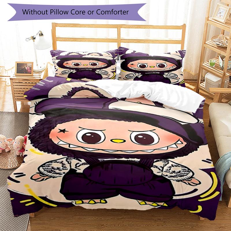 Set Biancheria da Letto Labubu 3 Pezzi Copripiumino Chiusura Include 1 Copripiumino e 2 Federe, Morbido e Confortevole per Tutte le Stagioni.