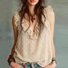 Women's Casual Sleeveless V-Neck Top with Ruffled Hem Color for Summer