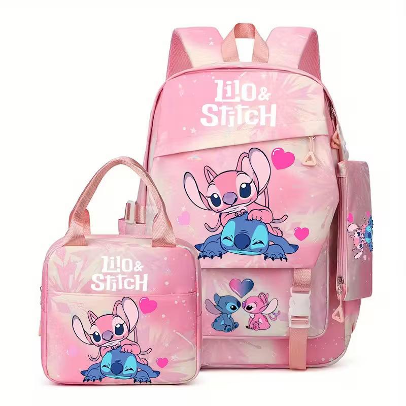 Large Capacity Schoolbag with Shoulder Strap; Student Three-piece Pencil Case Set