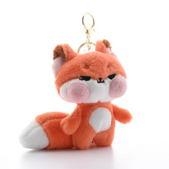 Plüsch Fuchs mit rosa Wangen Schlüsselanhänger Stofftier Puppe Schlüsselringhalter